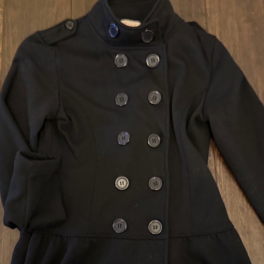 Y2K Women’s Black Double-Breasted Peplum-Style Coat - Picture 5 of 7